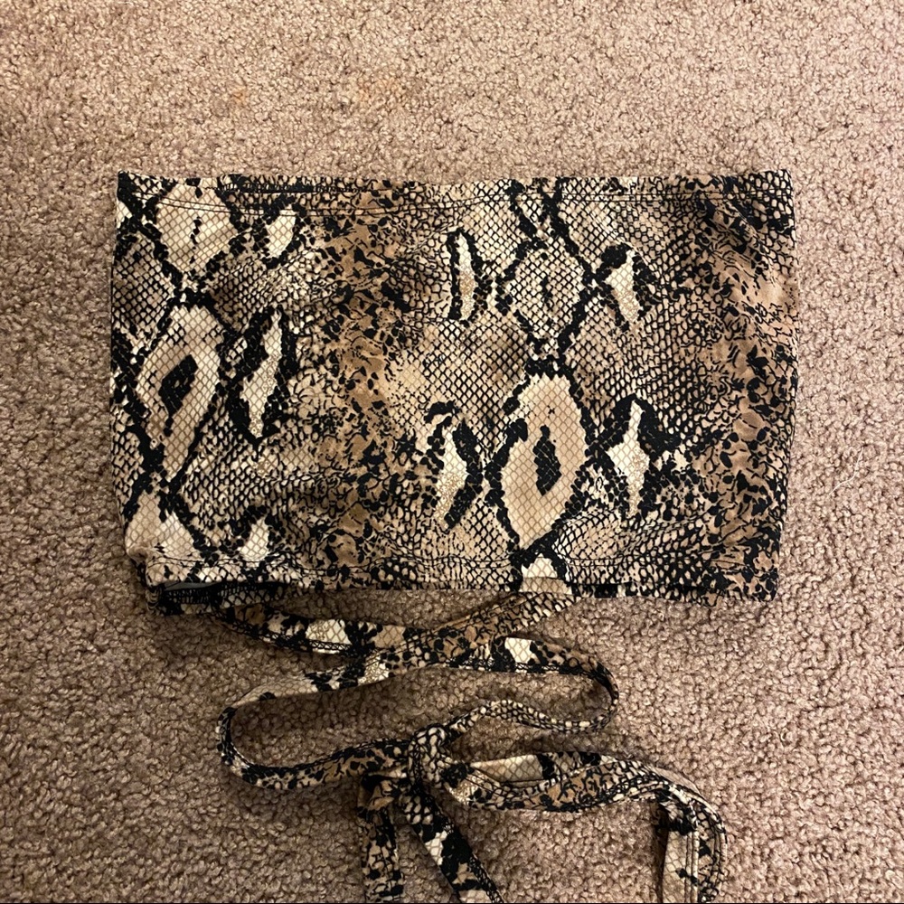 Strapless Snakeskin Crop Top